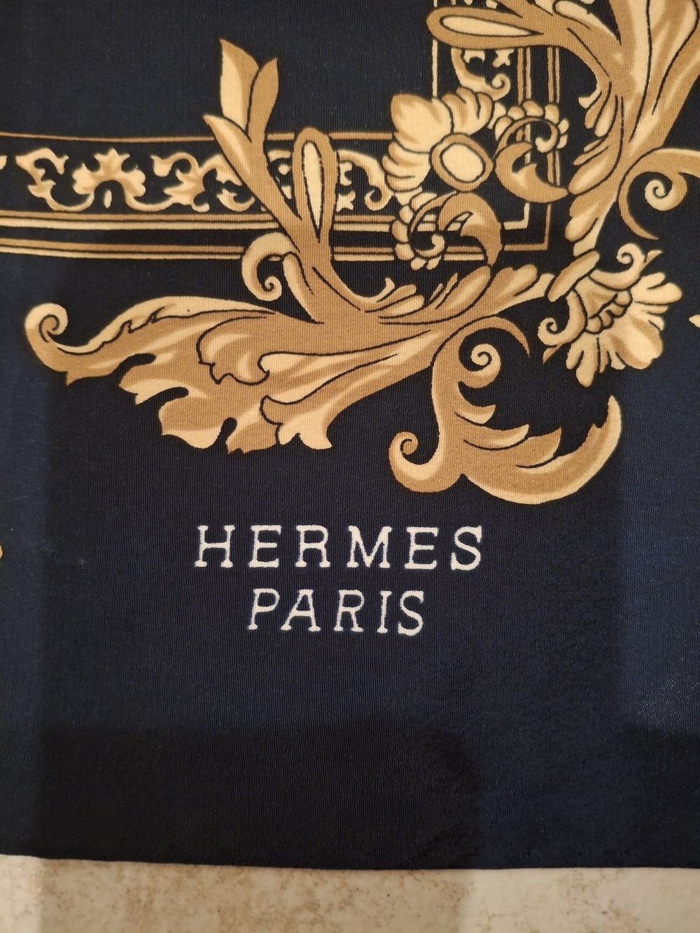 Hermes Navy, Red & Gold Sunflower Silk Scarf - Picture 2 of 5